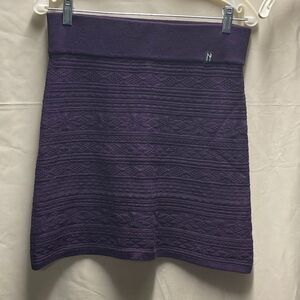 Neve size L plum cable-knit wool blend hiking camping skirt.